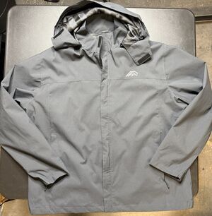 OTU Waterproof Hooded Jacket Mens XXL Black Full Zip Lightweight Outdoors Lined